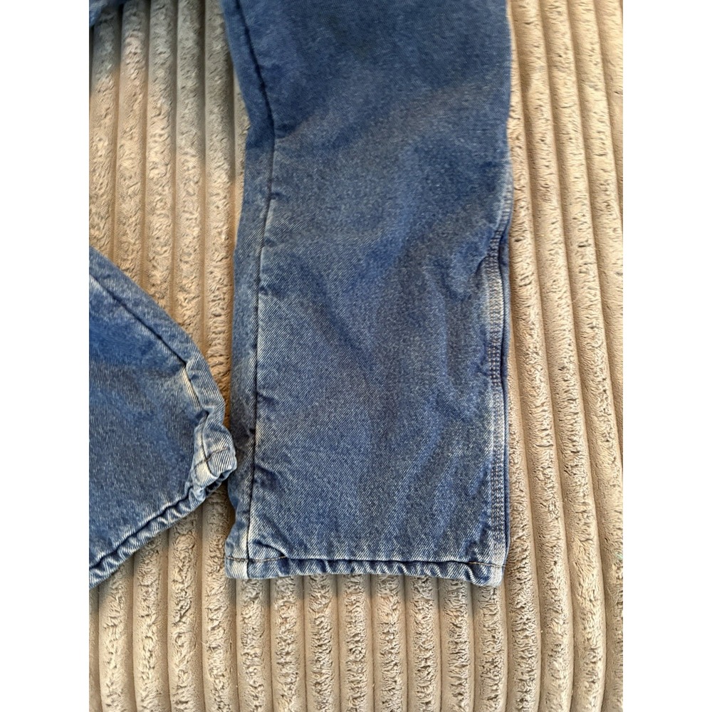 WRANGLER RIGGS WORK WEAR DURA SHIELD DENIM FLANNEL LINED BLUE JEANS 34x30 - Picture 6 of 14